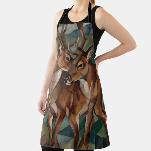 Cubist Expressionst Style Reindeer Apron エプロン (インサイチュ)