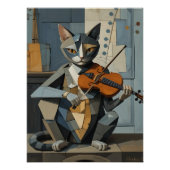 Cubist Harmony: Feline Violinist ポスター (正面)