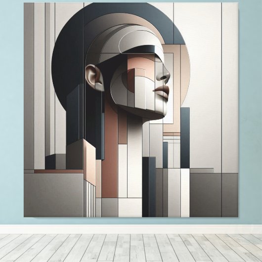 Cubist Profile Abstraction キャンバスプリント (インサイチュ (ウッドフロア))