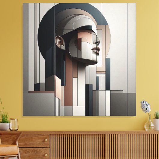 Cubist Profile Abstraction キャンバスプリント (インサイチュ (リビング))