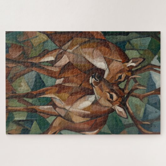 Cubist Style Reindeer Jigsaw Puzzle ジグソーパズル (横)