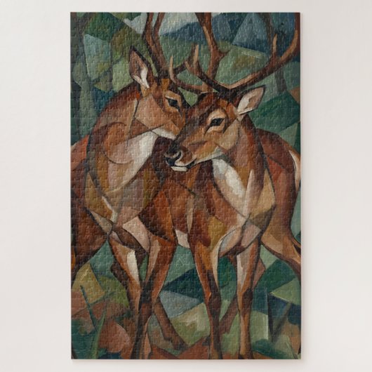 Cubist Style Reindeer Jigsaw Puzzle ジグソーパズル (縦)