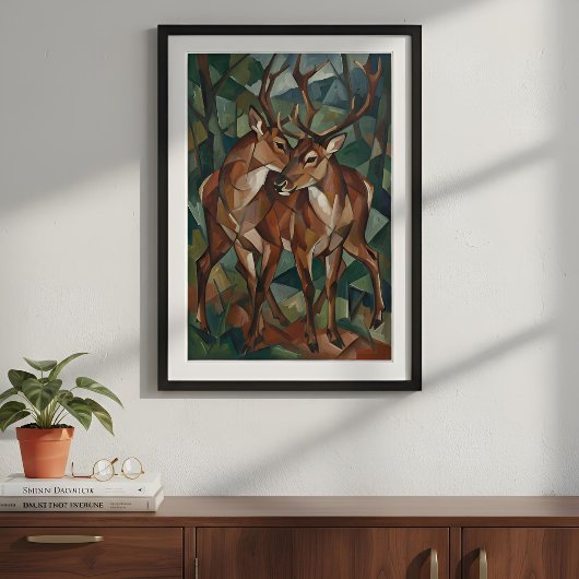 Cubist Style Reindeer Poster ポスター