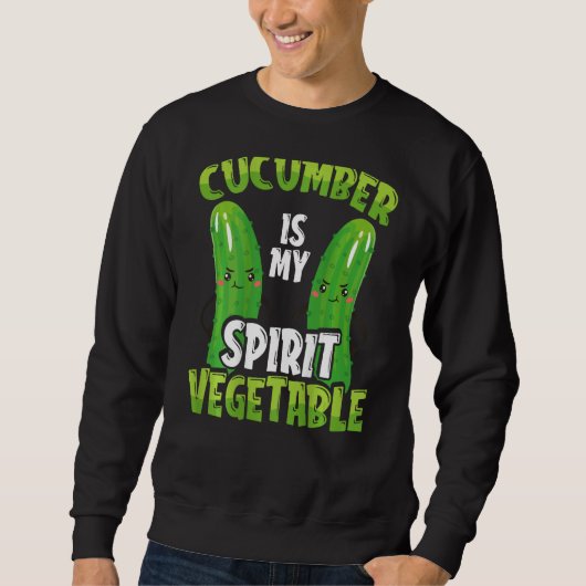 Cucumber Is My Spirit Vegetable Backprint Vegetabl スウェットシャツ (正面)