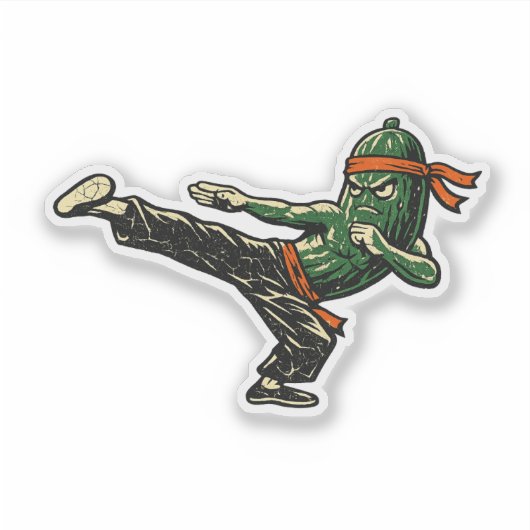Cucumber JKD Fighter — Vintage Retro Martial Arts  シール (正面)