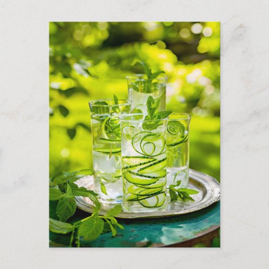 Cucumber Mint Water – Fresh Drink シーズンポストカード (正面)