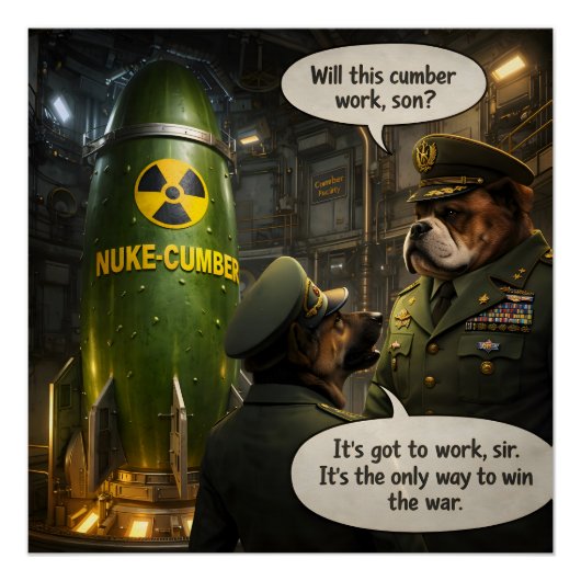 Cucumber the ultimate weapon, funny satire poster ポスター (正面)