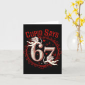 Cud Says 67 面白い 6 7 六 七 ミーム スラング バレンタイン カード (黄色い花)