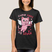 Cud Says 67 Six Seven Meme Cute Cat Valentine's Da Tシャツ (正面)