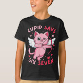 Cud Says 67 Six Seven Meme Cute Cat Valentine's Da Tシャツ (正面)