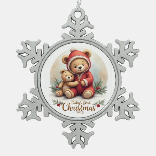 Cuddle & Cheer – Baby’s First Christmas Ornament スノーフレークピューターオーナメント (正面)