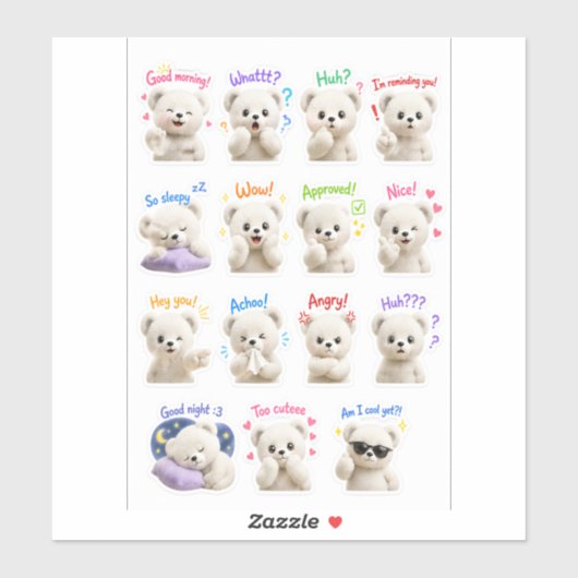Cuddle Cub – かわいいテディベアのステッカー シール (シート)