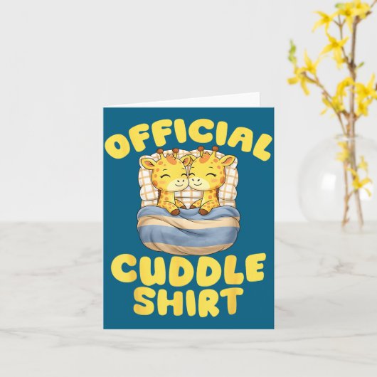 Cuddle Cute Giraffes Couple Valentine's Day  カード (黄色い花)