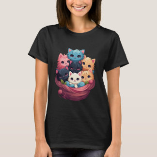 Cuddle Pile Kittens – Super Cute Fluffy Cat Women Tシャツ