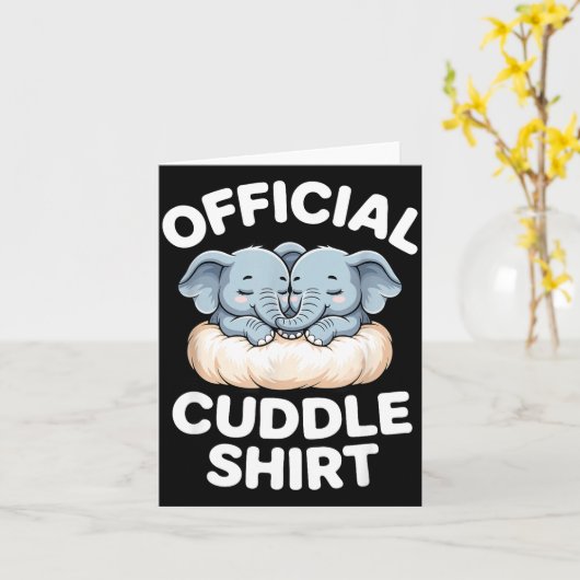 Cuddle Shirt Cute Baby Elephant Snuggle  カード (黄色い花)