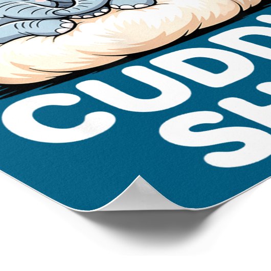 Cuddle Shirt Cute Baby Elephant Snuggle  ポスター (角)