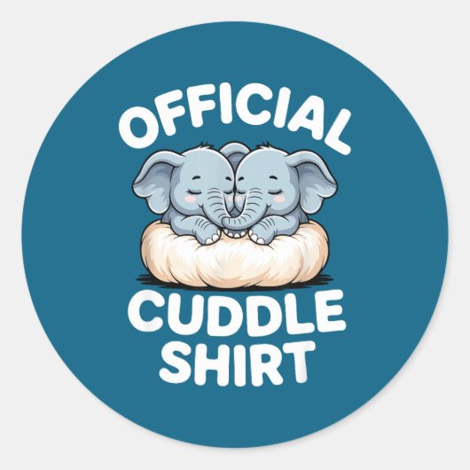 Cuddle Shirt Cute Baby Elephant Snuggle ラウンドシール (正面)