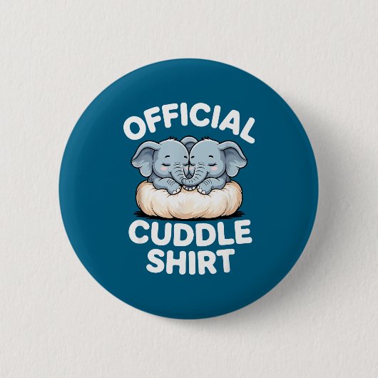 Cuddle Shirt Cute Baby Elephant Snuggle  缶バッジ (正面)