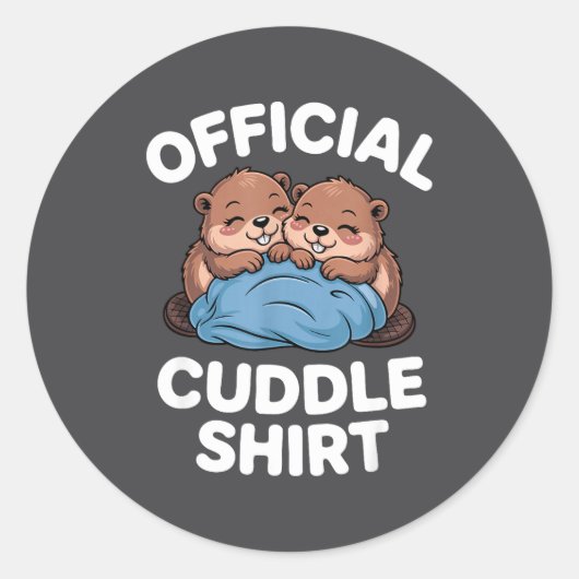 Cuddle Shirt Cute Beavers Snuggling ラウンドシール (正面)