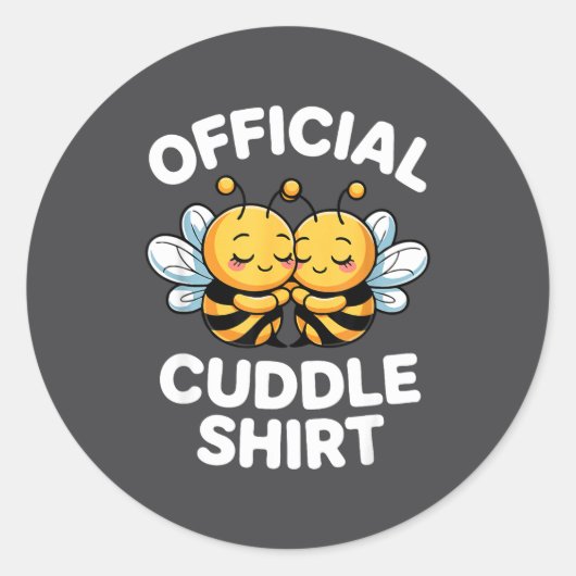 Cuddle Shirt Cute Bees Funny Cozy Couple  ラウンドシール (正面)
