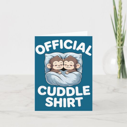 Cuddle Shirt Cute Sleepy Monkey Couple  カード (正面)