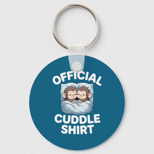 Cuddle Shirt Cute Sleepy Monkey Couple キーホルダー (正面)