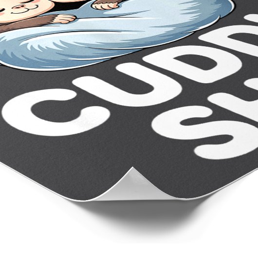 Cuddle Shirt Cute Sleepy Monkey Couple  ポスター (角)