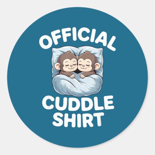 Cuddle Shirt Cute Sleepy Monkey Couple  ラウンドシール (正面)