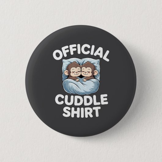 Cuddle Shirt Cute Sleepy Monkey Couple  缶バッジ (正面)