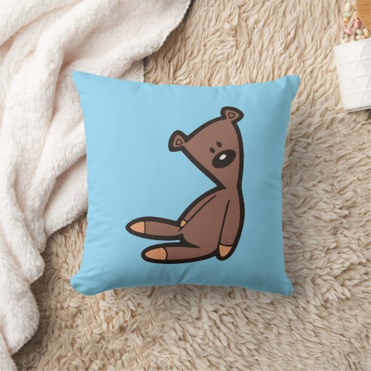 Cuddle Time! Cute Cartoon Teddy Bear Throw Pillow  クッション (ブランケット)