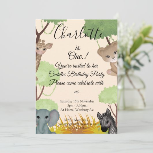 Cuddles 1st Birthday Party 招待状 (スタンド正面)