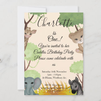 Cuddles 1st Birthday Party 招待状