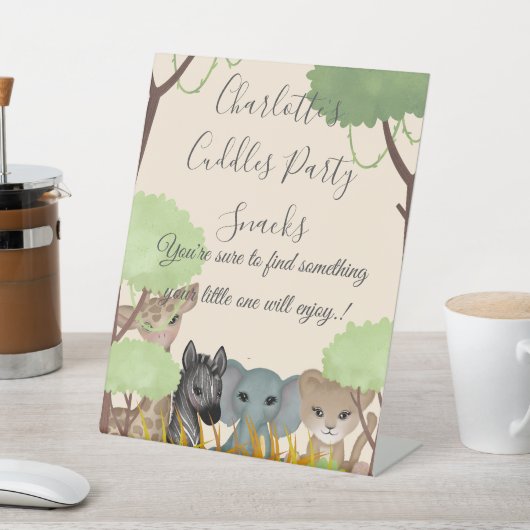 Cuddles 1st Birthday Party Snacks Sign 台座サイン (インサイチュ)