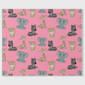 Cuddles on Flamingo Pink Wrapping Paper ラッピングペーパー (フラット)
