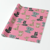 Cuddles on Flamingo Pink Wrapping Paper ラッピングペーパー (アンロールド)