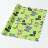 Cuddles on Olive Green Wrapping Paper ラッピングペーパー (アンロールド)