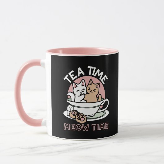 Cuddling Kitties in a Cup - Adorable Tea Time マグカップ (左)