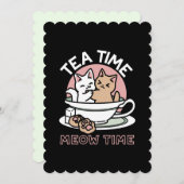Cuddling Kitties in a Cup - Adorable Tea Time 招待状 (正面/裏面)