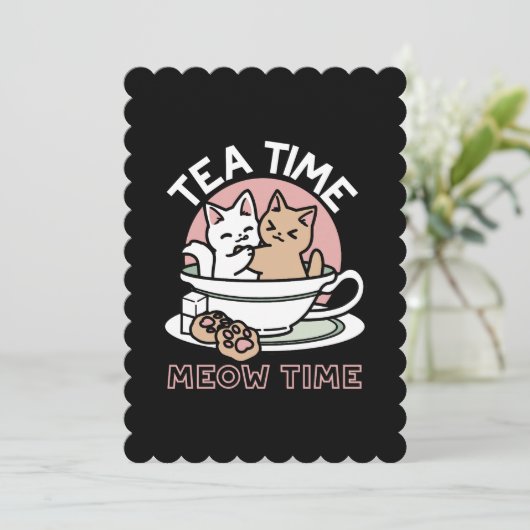 Cuddling Kitties in a Cup - Adorable Tea Time 招待状 (スタンド正面)