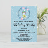 Cuddly Bear Wreath Company ホリデーパーティ ブルー スノー 招待状 (スタンド正面)