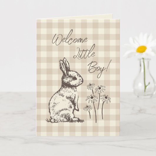 Cuddly Bunny Rabbits Bonanza - new baby boy. カード (小さな植物)
