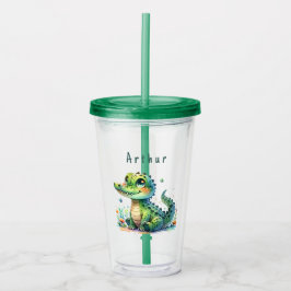 Cuddly Croc Time - Personalized Kids' Tumbler アクリルタンブラー