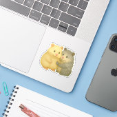 Cuddly Hamster Pair Sticker – Cream & Gray Friends シール (ノートパソコンとiPhone)