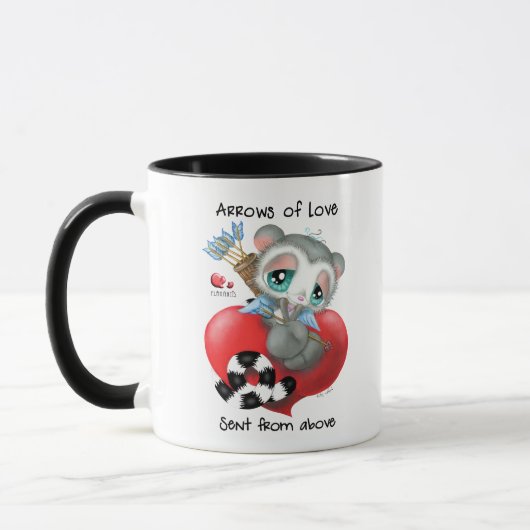 Cuddly lemur holding love arrows - sip of love  マグカップ (左)