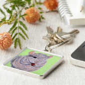 Cuddly Nibbling Chinchilla Painting Keychain キーホルダー (側面)