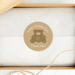 Cuddly Teddy Bear First Birthday Party Thank You ラウンドシール