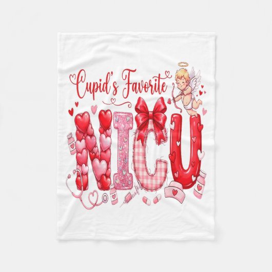 Cuds Favorite Nurse Nicu Valentines Day Shirt Nurs フリースブランケット (正面)