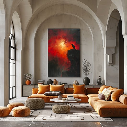 Cuervo Solitario: El Abrazo Ardiente del Atardecer ポスター