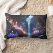 Cueva de cristal con cascada mágica ランバークッション (ブランケット)