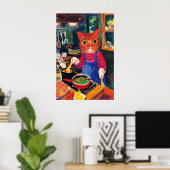Culinary Cat Art Print Whimsical Kitchen Wall ポスター (ホームオフィス)